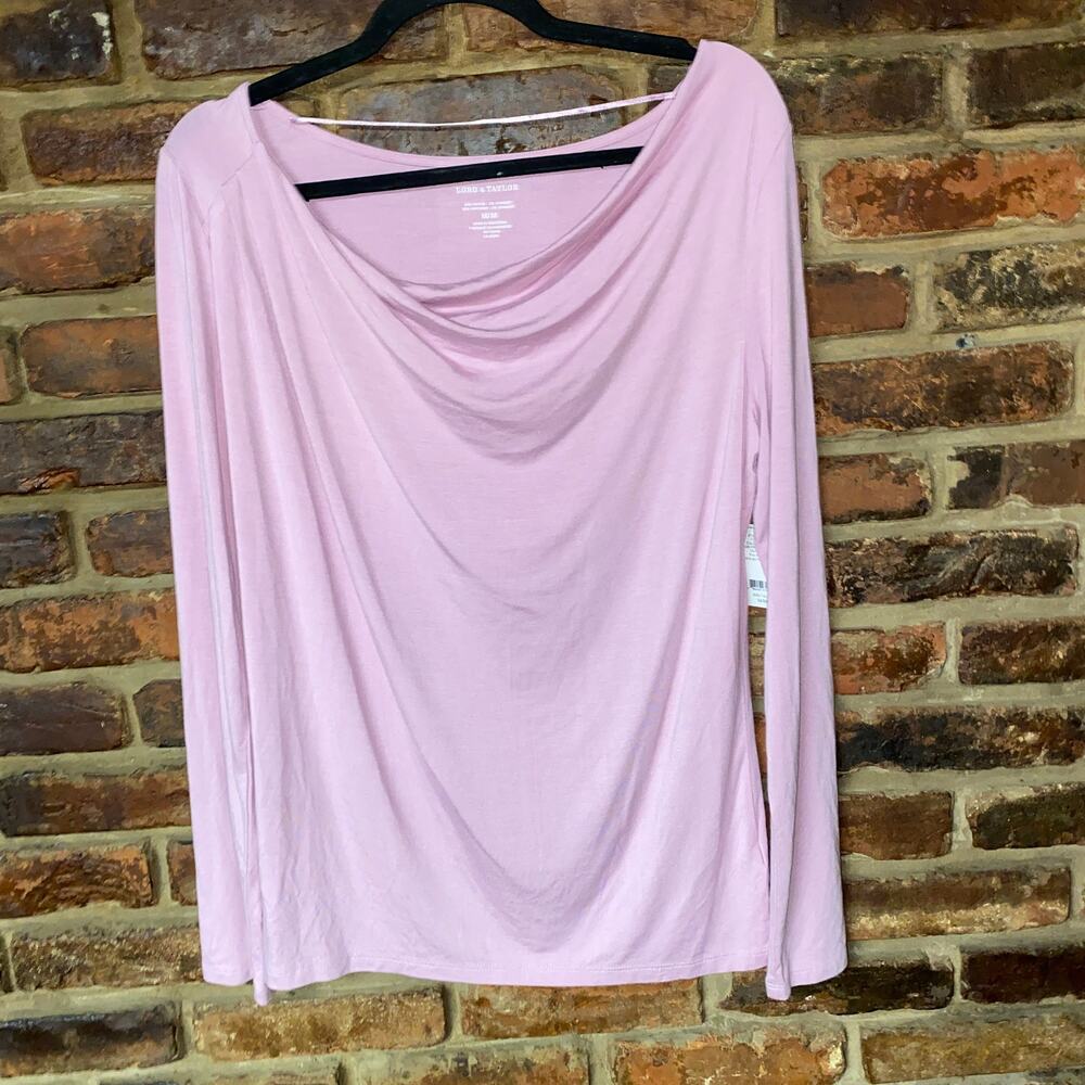 NWT Lord & Taylor Lilac Frosted Cowl Neck Long Sleeve Top Women's Size Medium